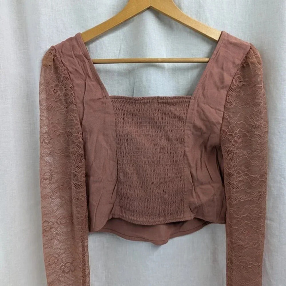 Wild Fable lace crop top, mauve brown, dusty roswomen's size small T29 - Picture 5 of 9